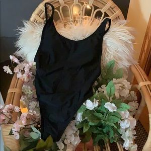 Black low back one piece swim suit